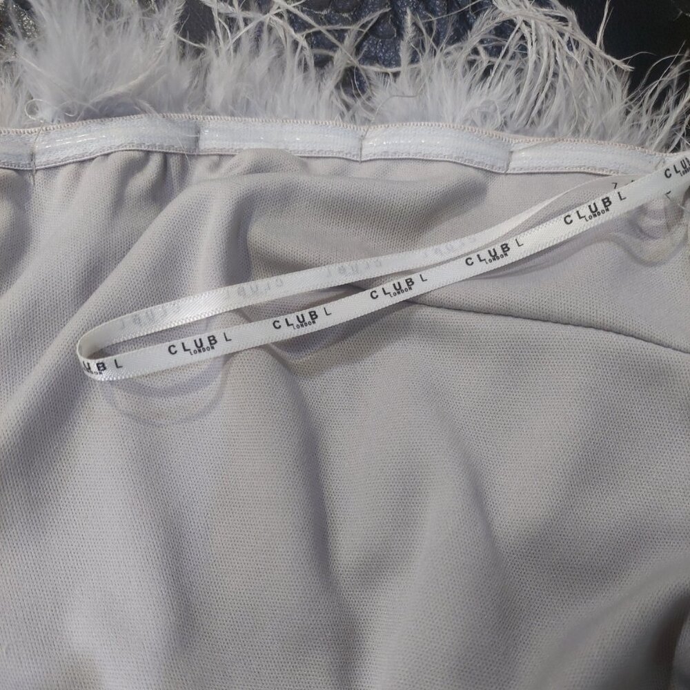 💥CHIC & SEXY💥ROARING 20's VIBE 100% OSTRICH FEATHER TOP in GRAY - Picture 9 of 11